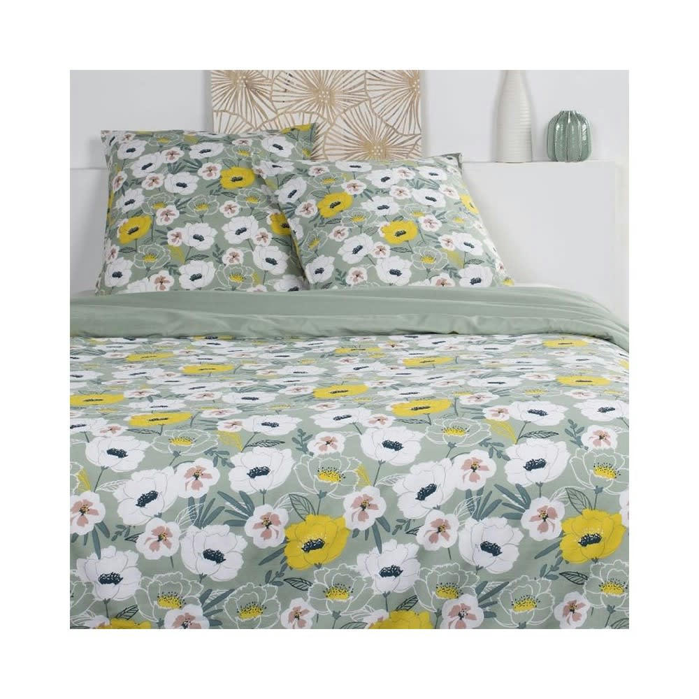 - Parure de couette 100% coton 57 fils imprimée 240x220 2 taies