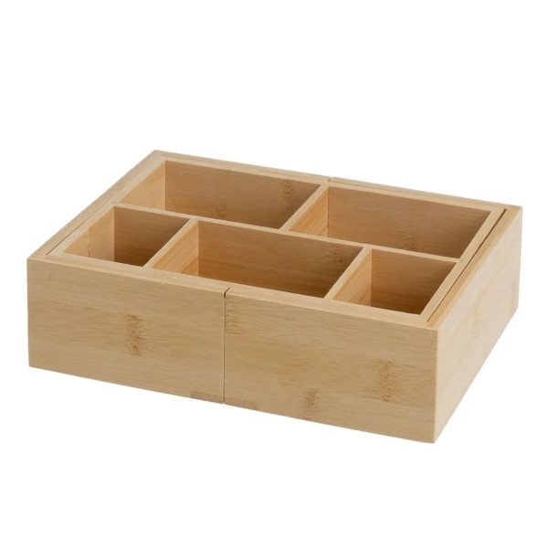 Organizer rozsuwany bambusowy 24x17x7 cm brązowy
