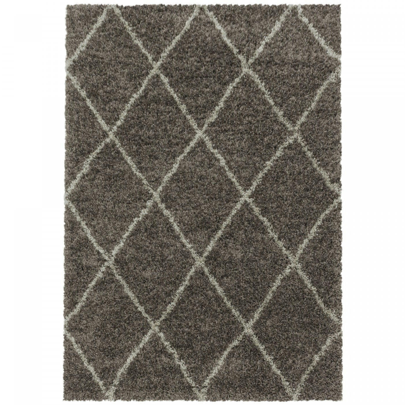 LOSANGES - Tapis de style géométrique taupe et blanc 140x200cm