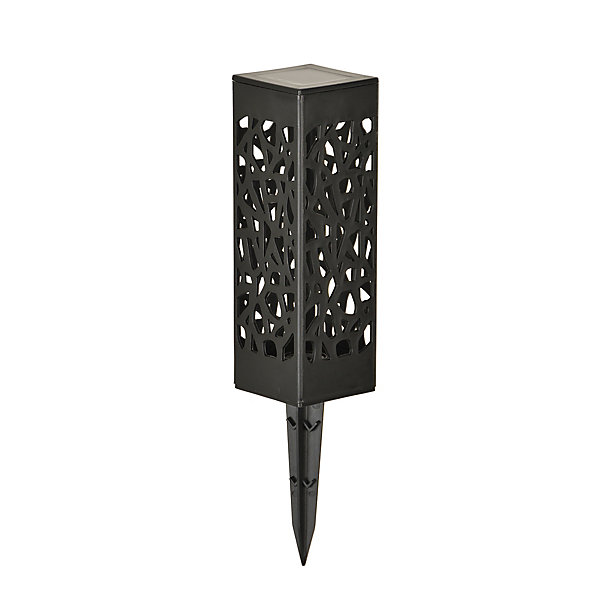 Lanterne carrée à piquer d'extérieur solaire LED integrée Macapa noir 0.12W