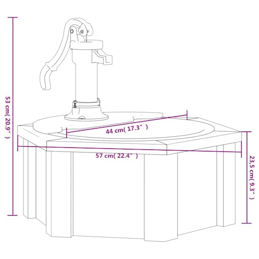 NNEVL Water Fountain with Pump 57x57x53 cm Solid Wood Fir