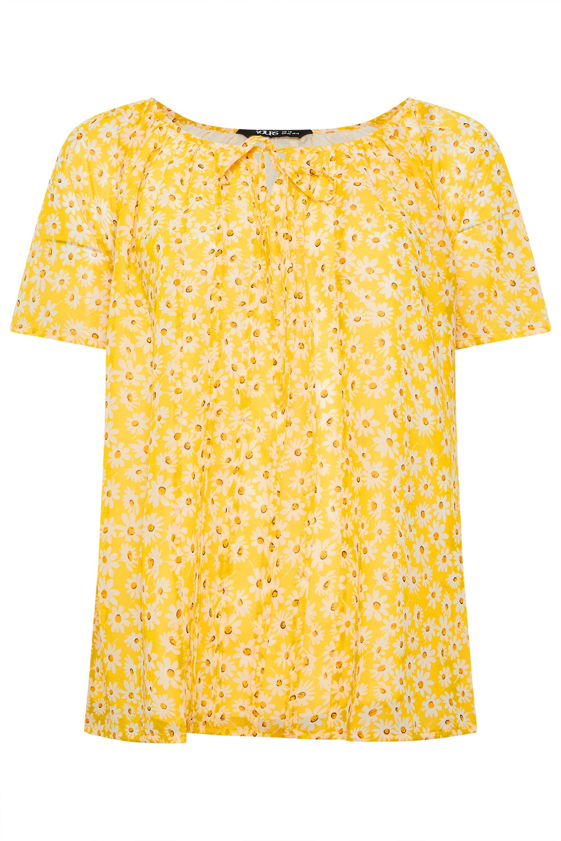 Yours Floral Tie Neck Pintuck Blouse