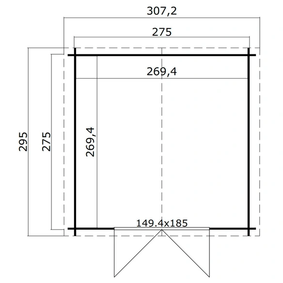 Gartenhaus »Norah«, BxHxT: 307,2 x 233,7 x 295 cm (Außenmaße inkl. Dachüberstand), Holz