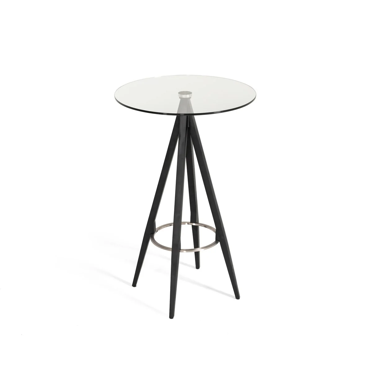 Modrest Dallas Clear Glass and Black Metal Bar Table