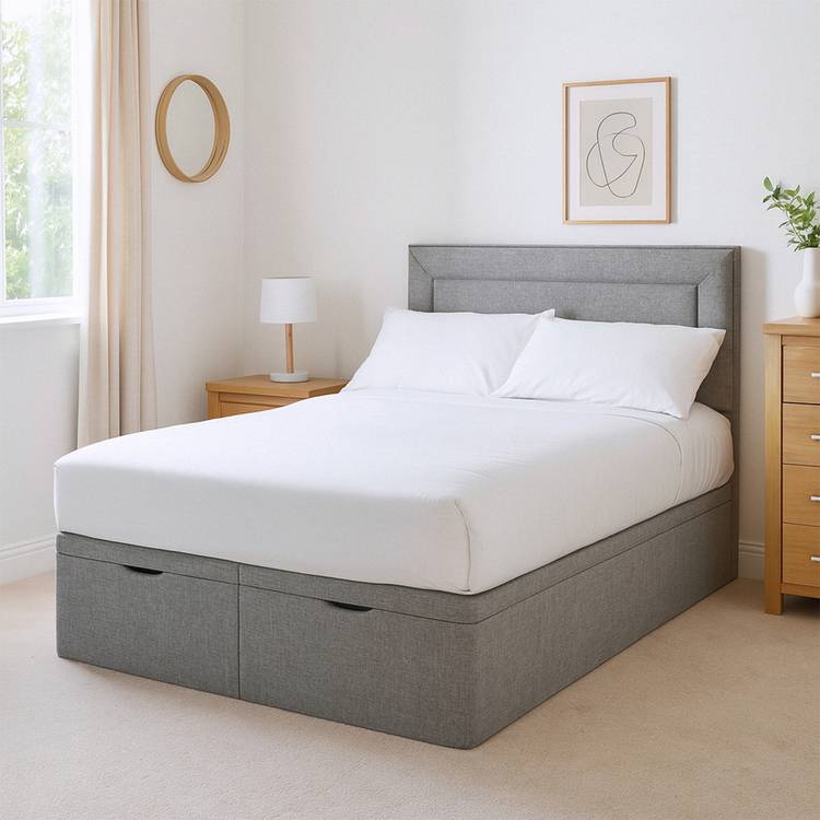 Millbrook Border Double Fabric End Lift Ottoman Bed - Grey