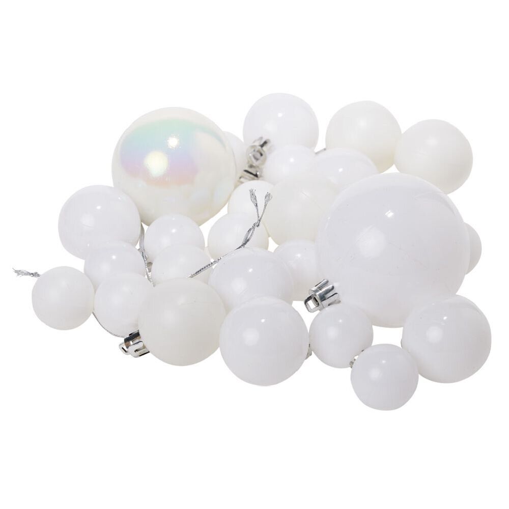 Boule de No&euml;l blanche taille et finition différentes x50
