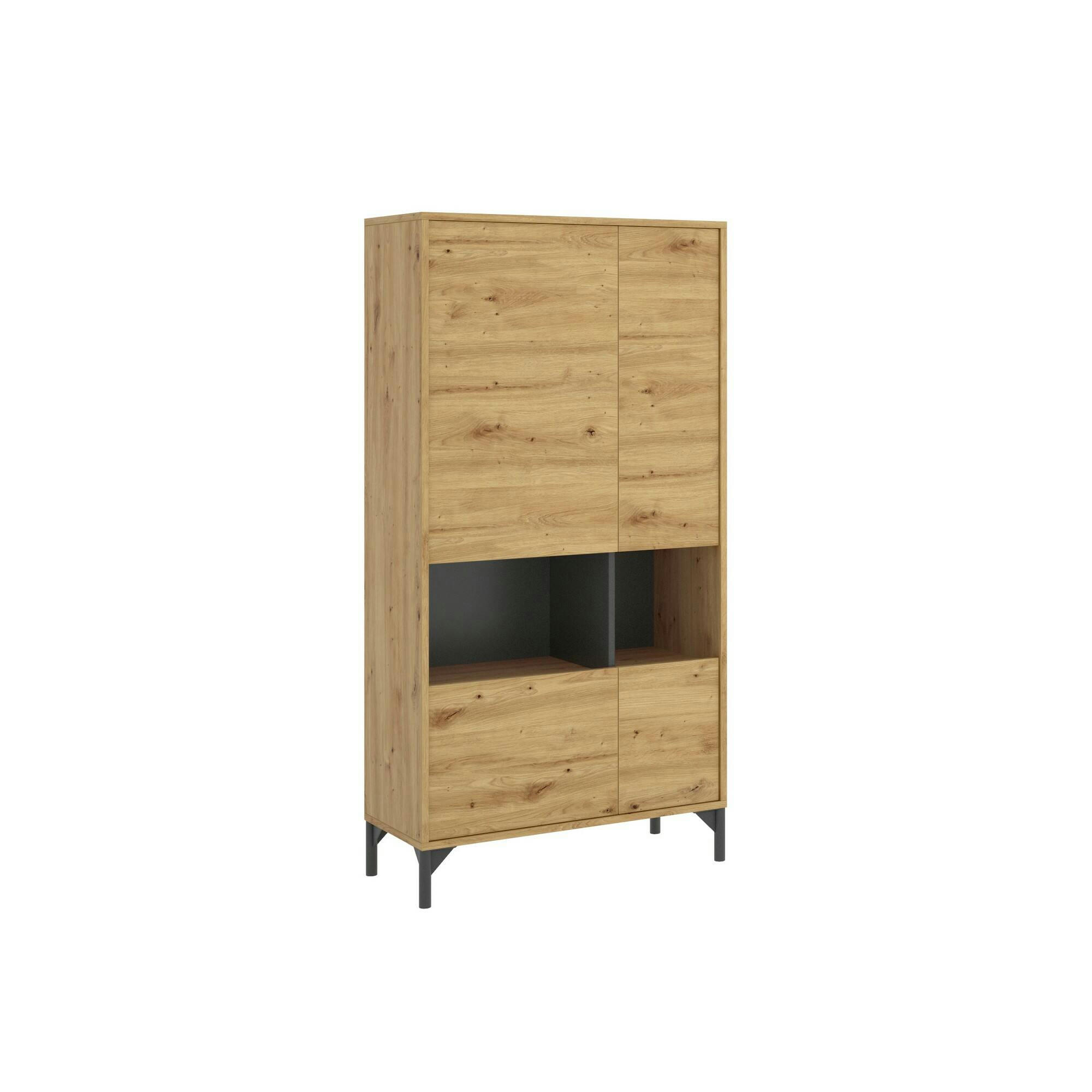 DALOIS - Buffet effet bois chêne noueux et anthracite