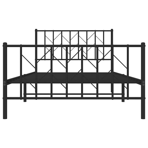 NNEVL Metal Bed Frame with Headboard and Footboard&nbsp;Black 107x203 cm