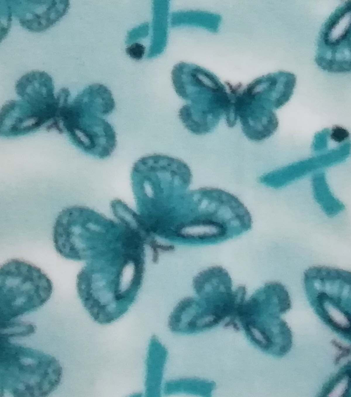 Teal Ribbons & Butterflies Anti Pill Fleece Fabric