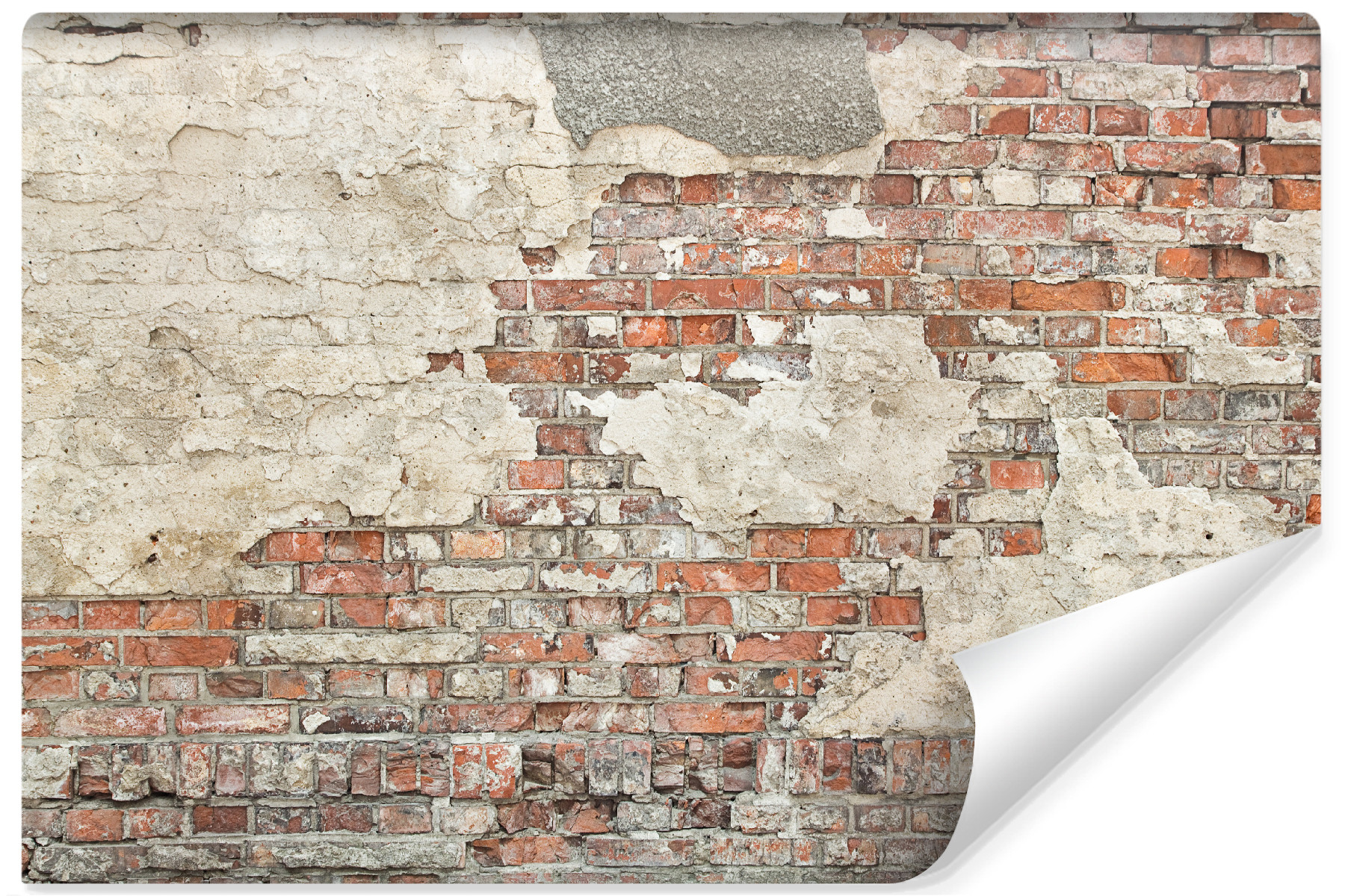 Fototapeta Ścienna Ceglany Mur z Dodatkiem Tynku 90x60cm