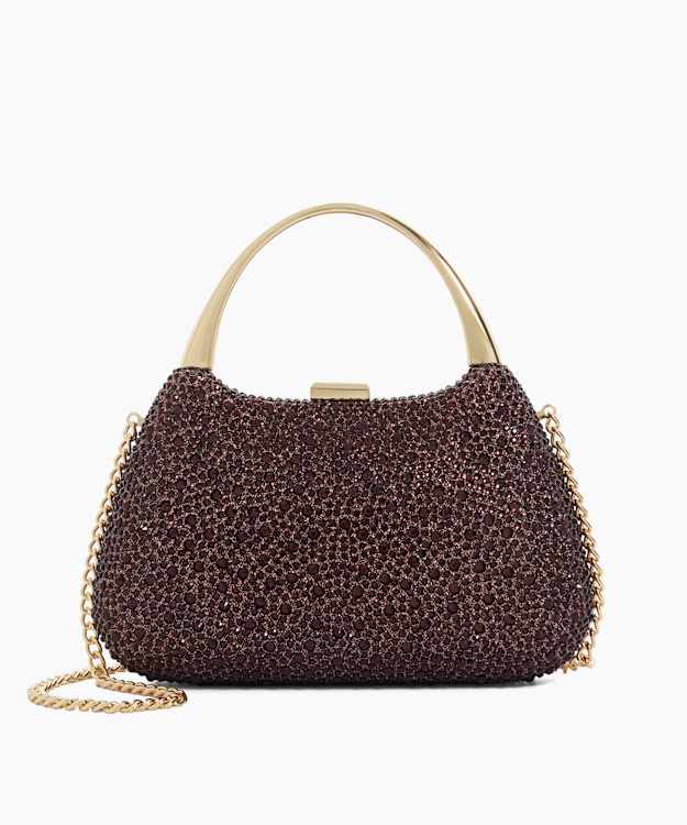 Beamings Burgundy - Gold Handle Embellished Bag