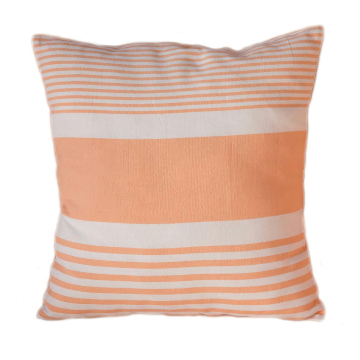 CARTHAGE - Housse de coussin coton rayures blanches saumon 40 x 40