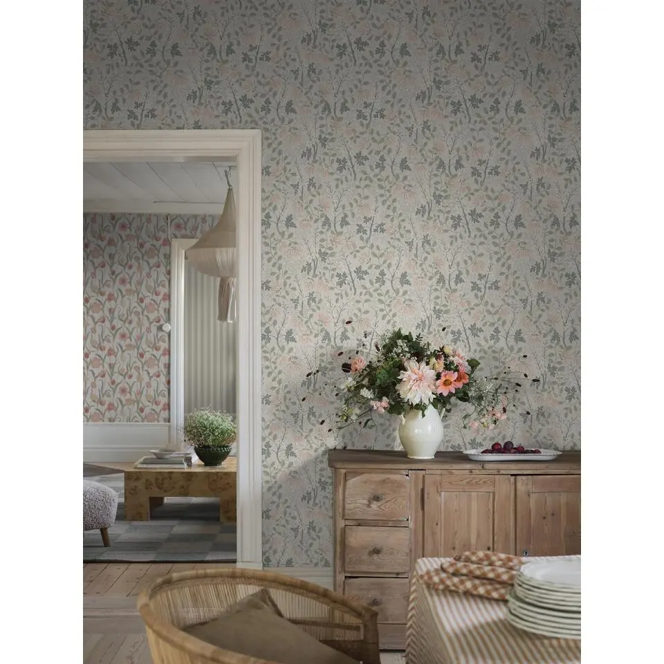 Borastapeter behang bloemen beige - 53 cm x 10.05 m