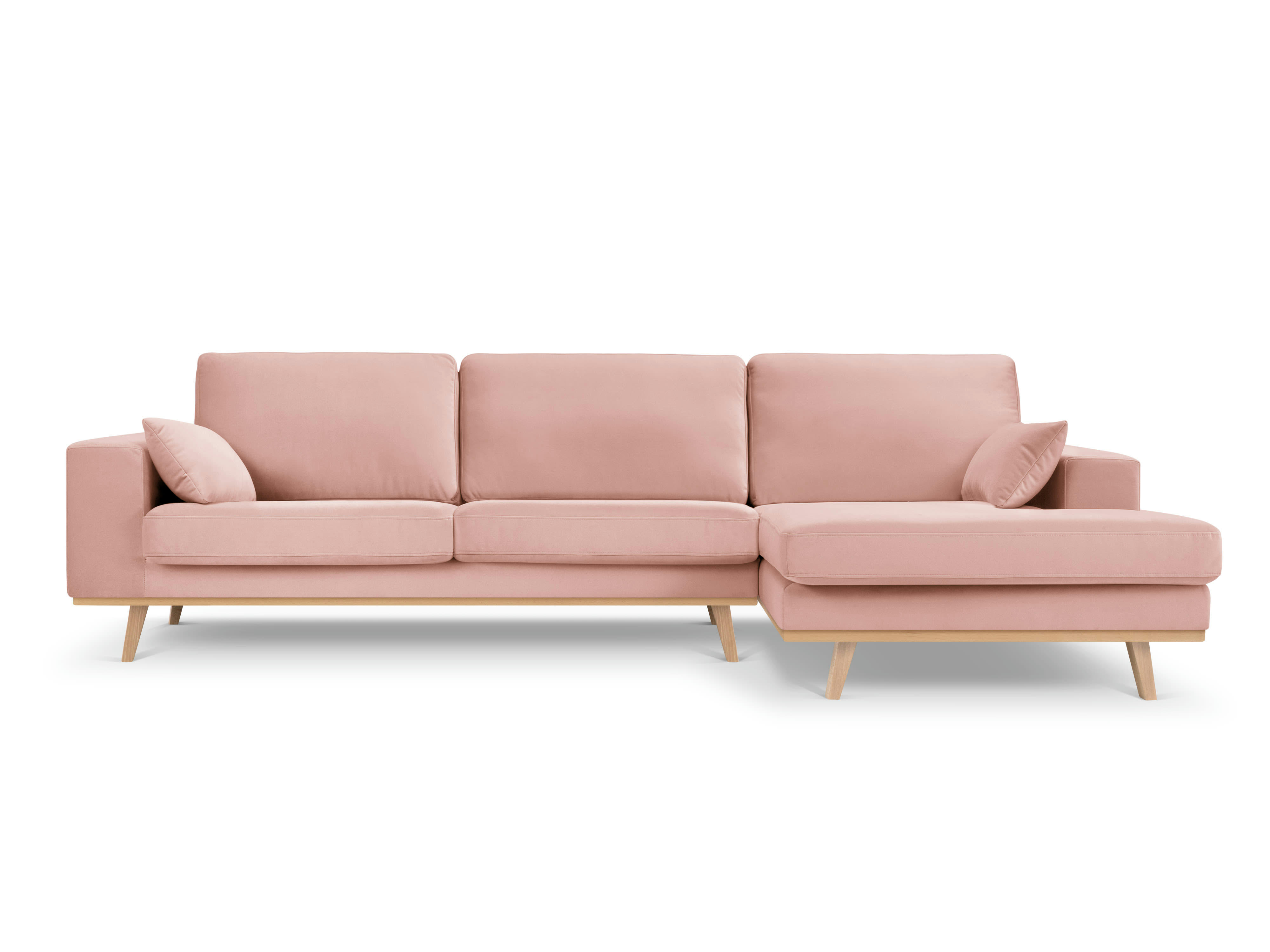 TUGELA - Canapé d'angle droit 4 places en velours rose