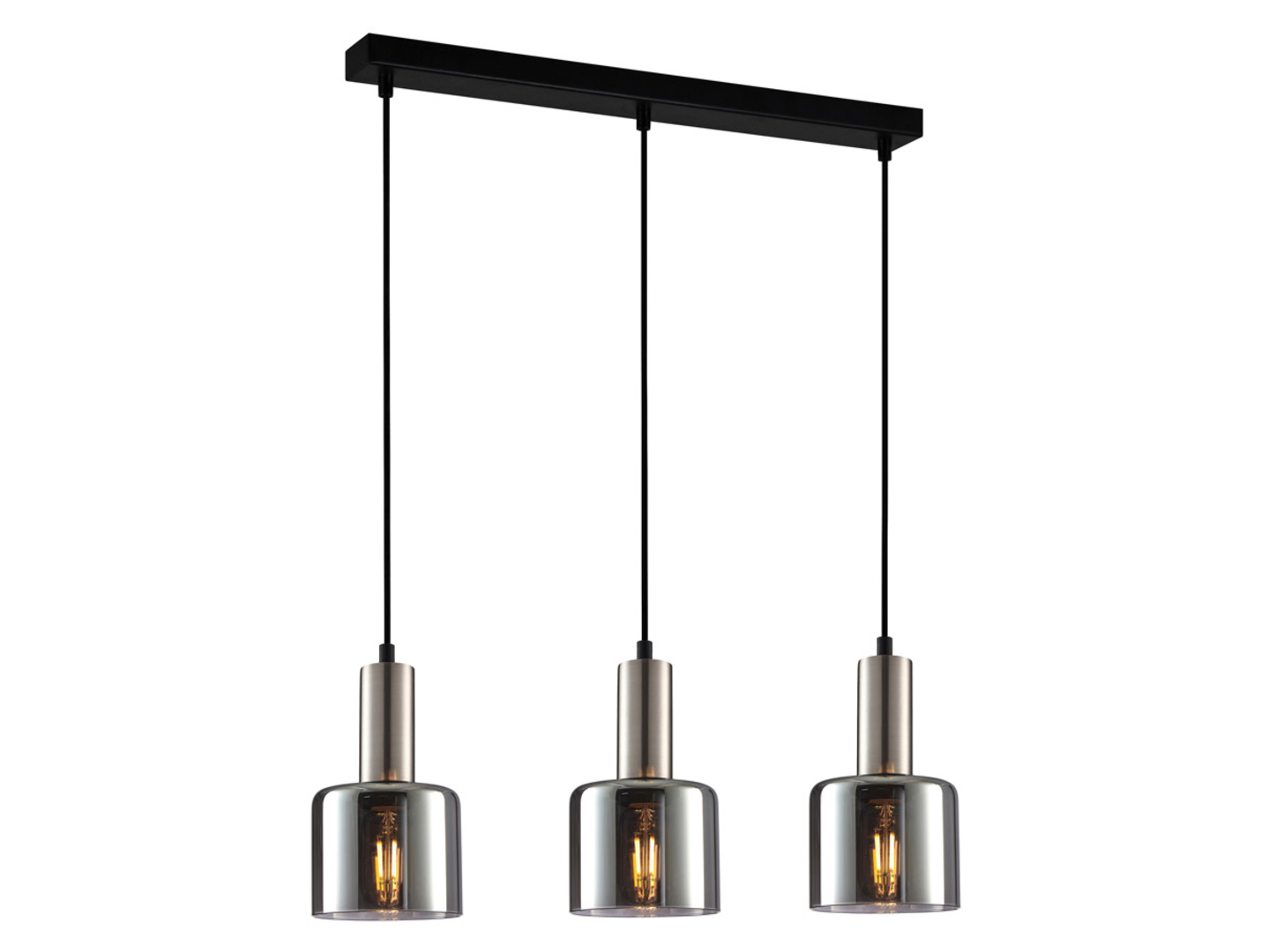 Lampa wisząca Santia3-punktowa szklana czarno-srebrna