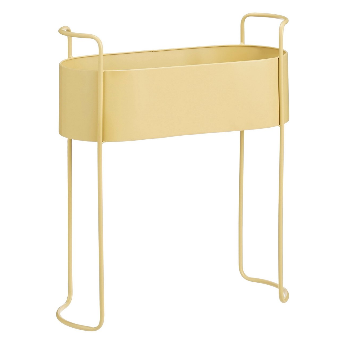 Mica Decorations Moritz Bloempot op Standaard - Plantenpot L55 x B24 x H65 cm - Plantenstandaard op IJzer - Bloempot Binnen of Buiten - Beige