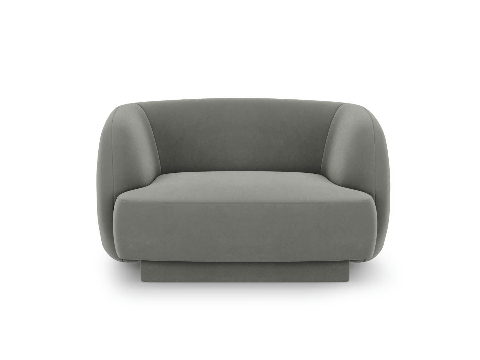 MILEY - Fauteuils en tissu velours gris clair