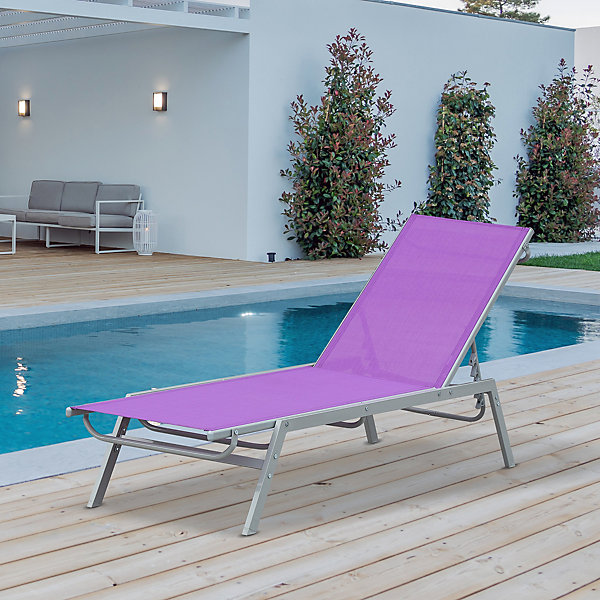 Bain de soleil Outsunny en metal L. 170 cm H. 97 cm bleu non empilable non pliable