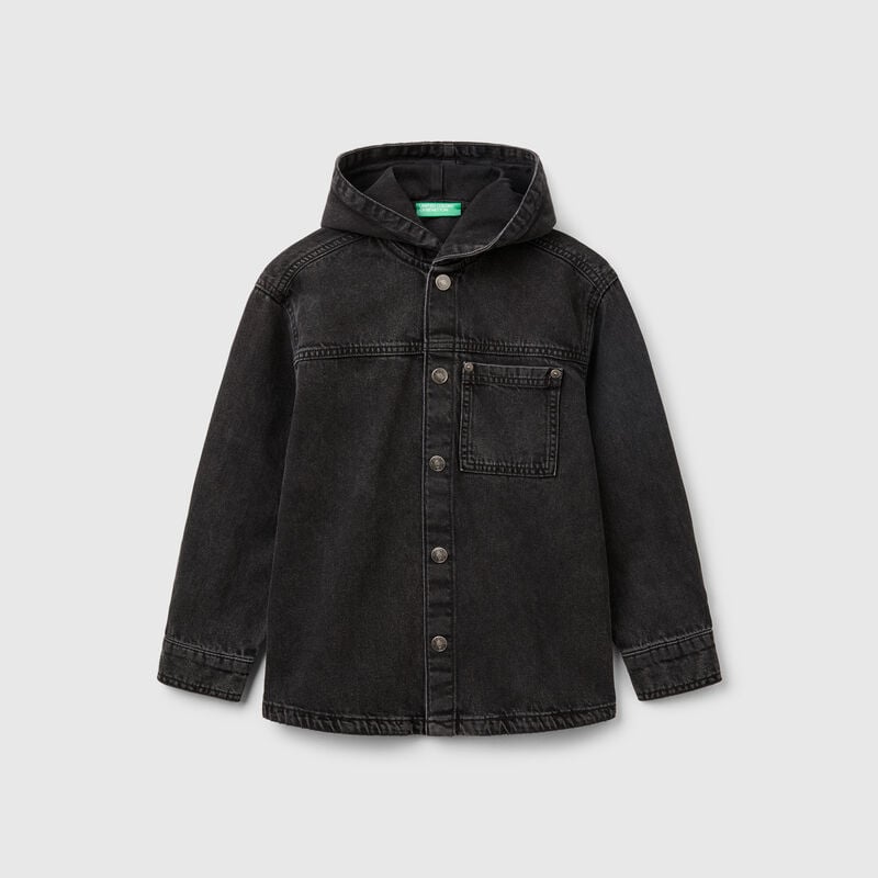 Denim shirt with hood