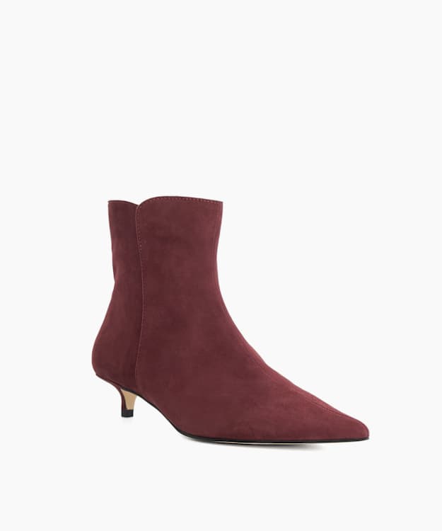 Ohlove Burgundy - Suede Kitten-Heel Ankle Boots