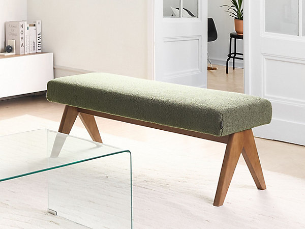 Banc TAMRE Bouclé Vert/marron foncé
