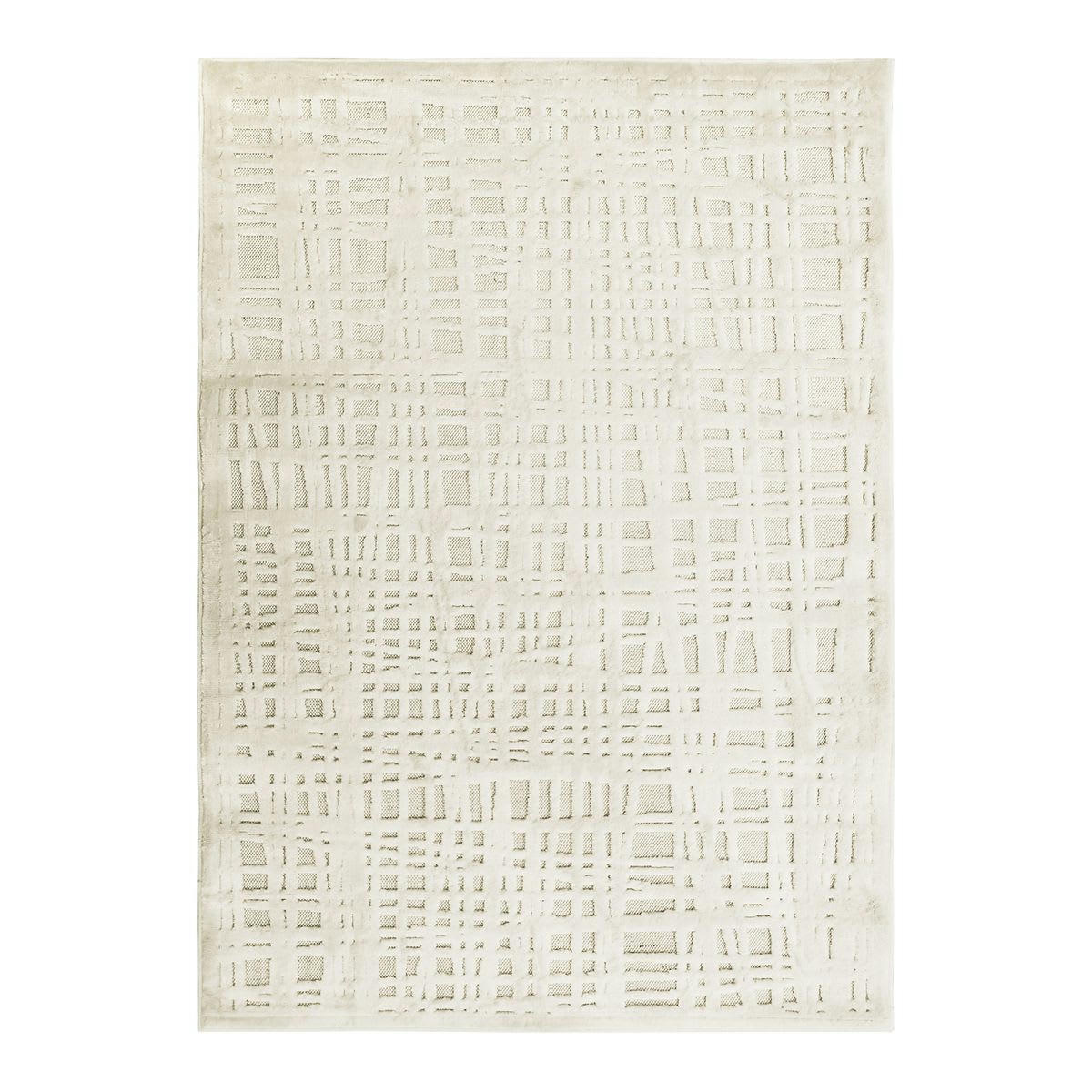 EMPRISE - Tapis avec relief motif chaîne et trame naturel 120x170