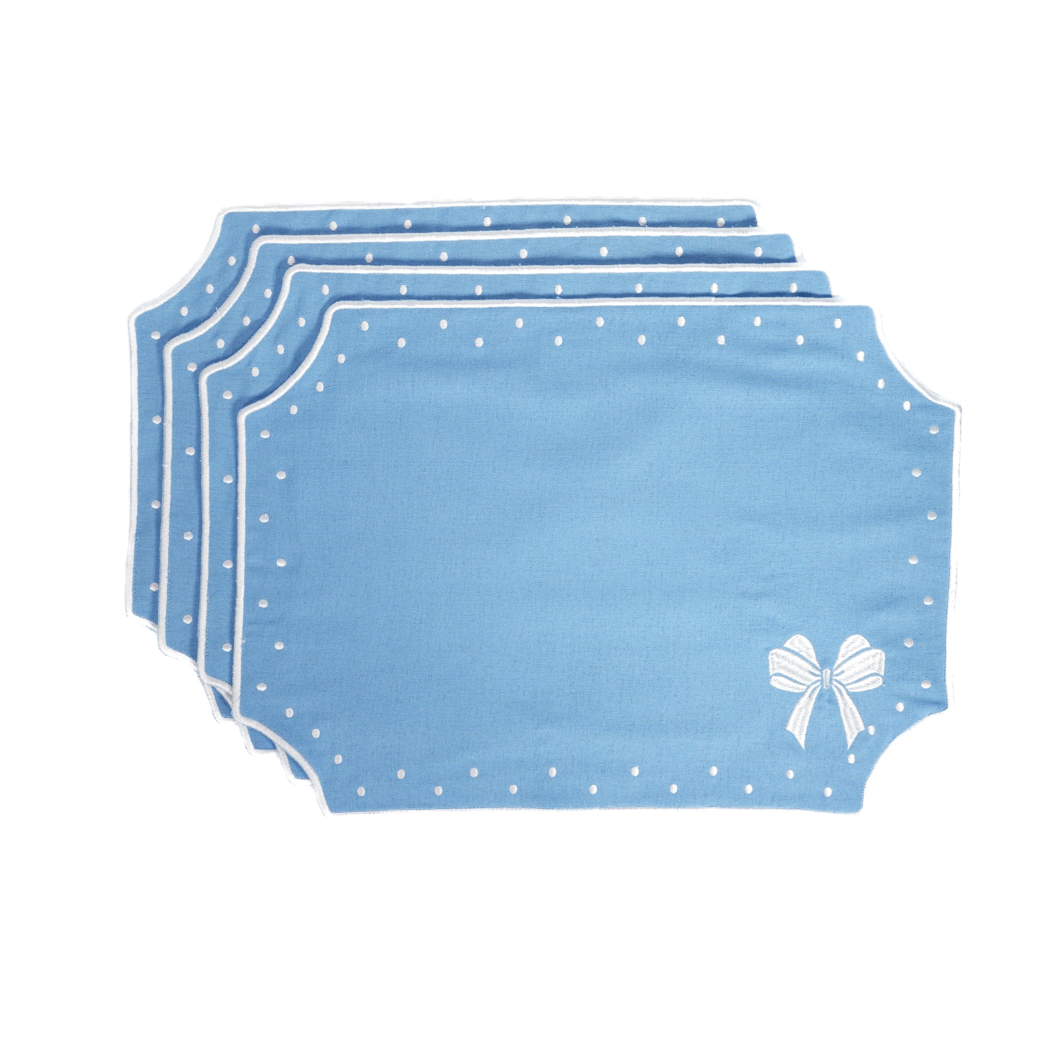 Darling Blue Embroidered Placemats - Set of 4