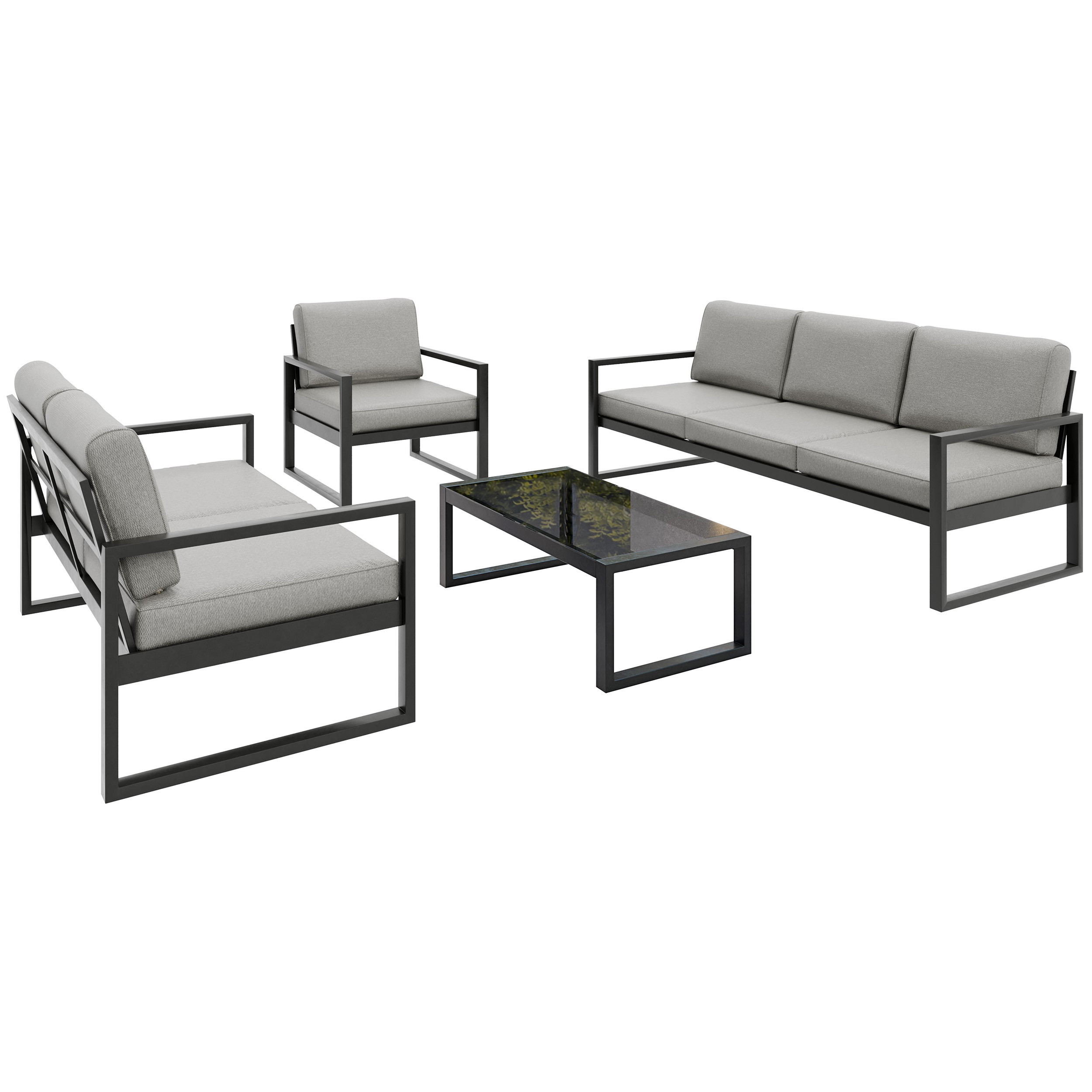 Zestaw ogrodowy STELLA szary – sofa 3os, 2os, fotel, stolik