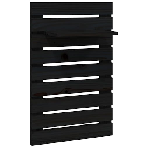 NNEVL Wall-mounted Bedside Shelves 2 pcs Black Solid Wood Pine