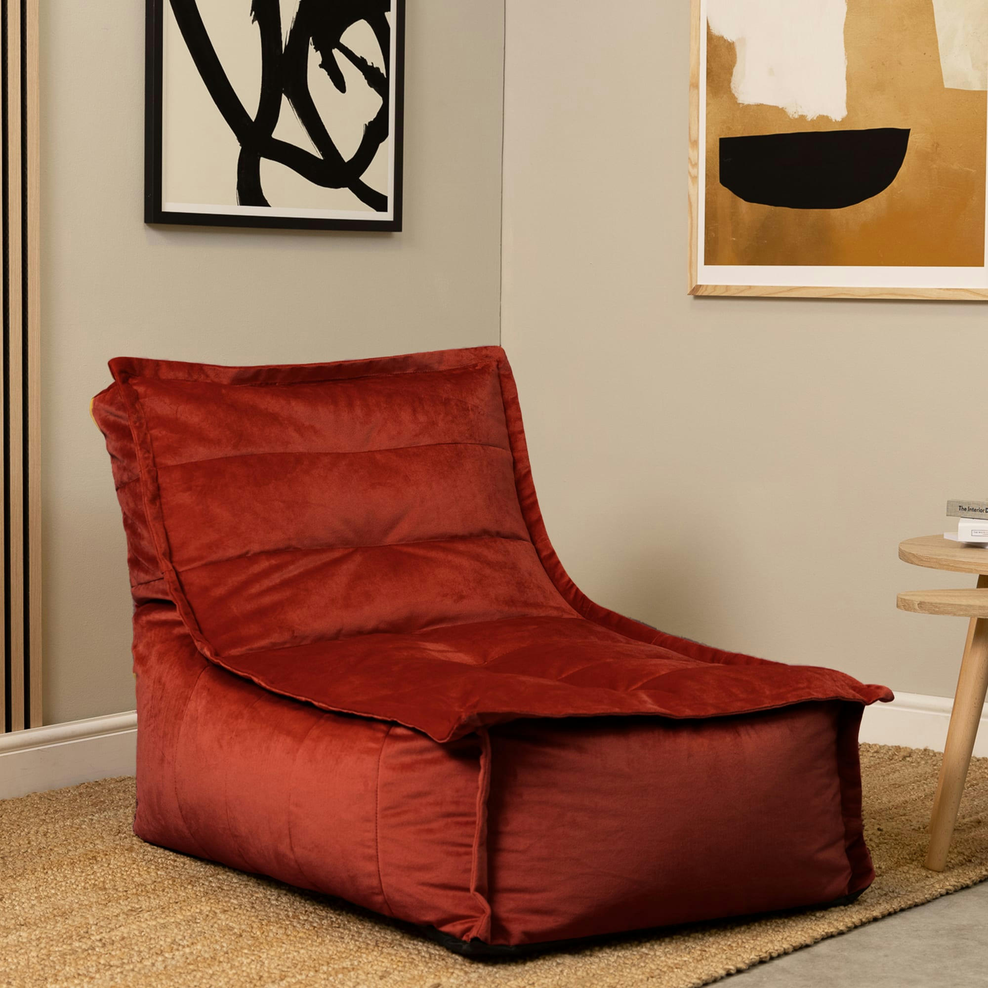 DOLCE - Pouf velours terracotta