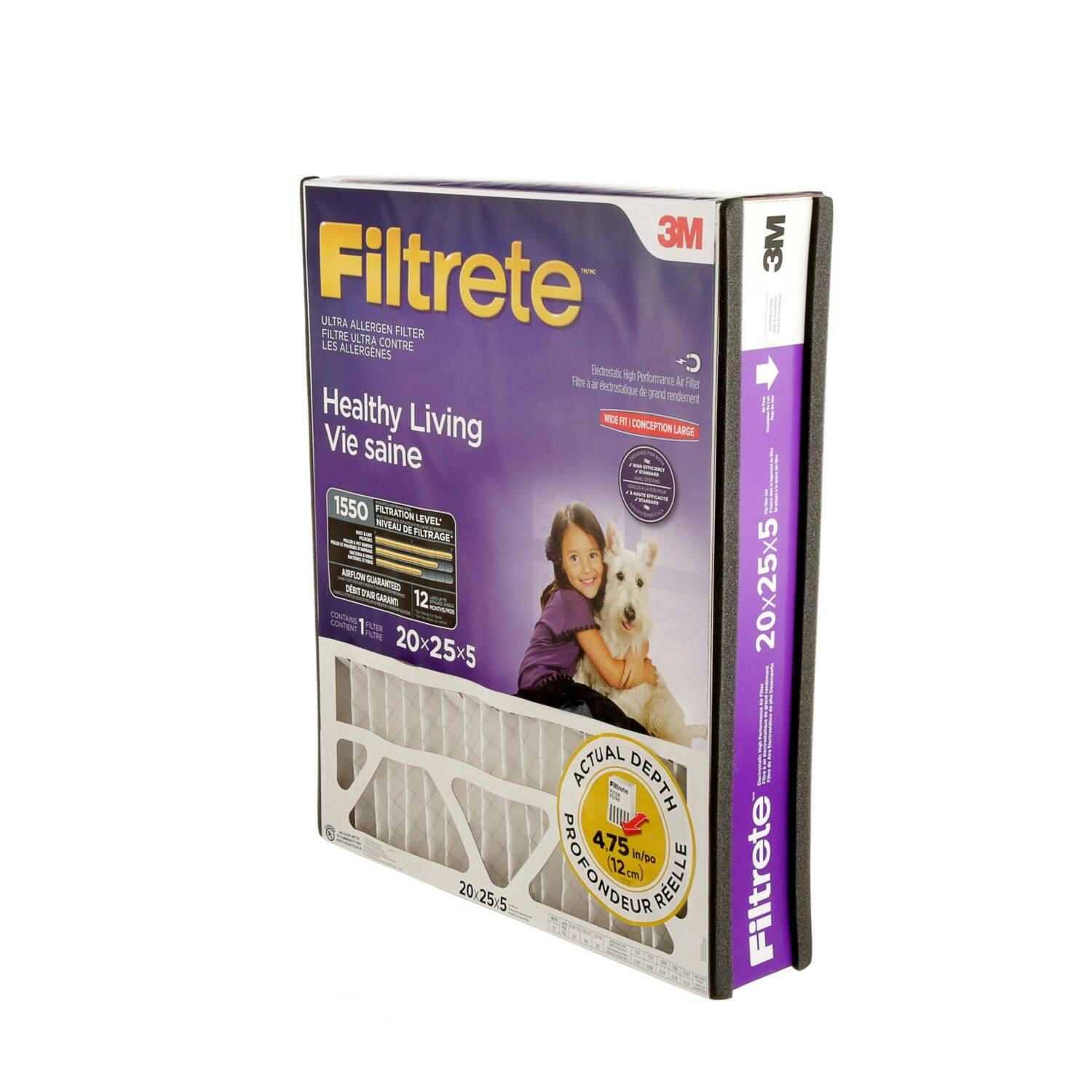 Filtrete™ MPR 1550 Healthy Living Ultra Allergen Filter, 20 x 25 x 5-in
