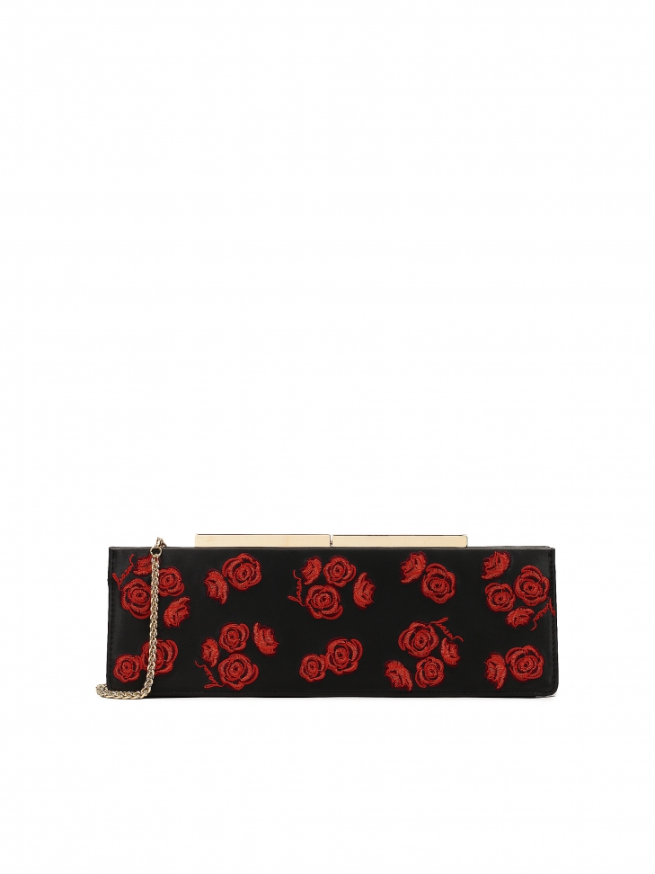 Elongated stiff floral evening bag