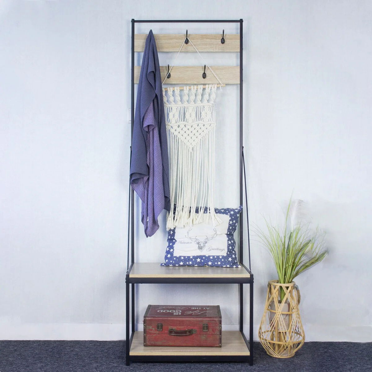 GZMR Entryway Hall Tree Storage with 5 Hooks, Hallway Coat Rack