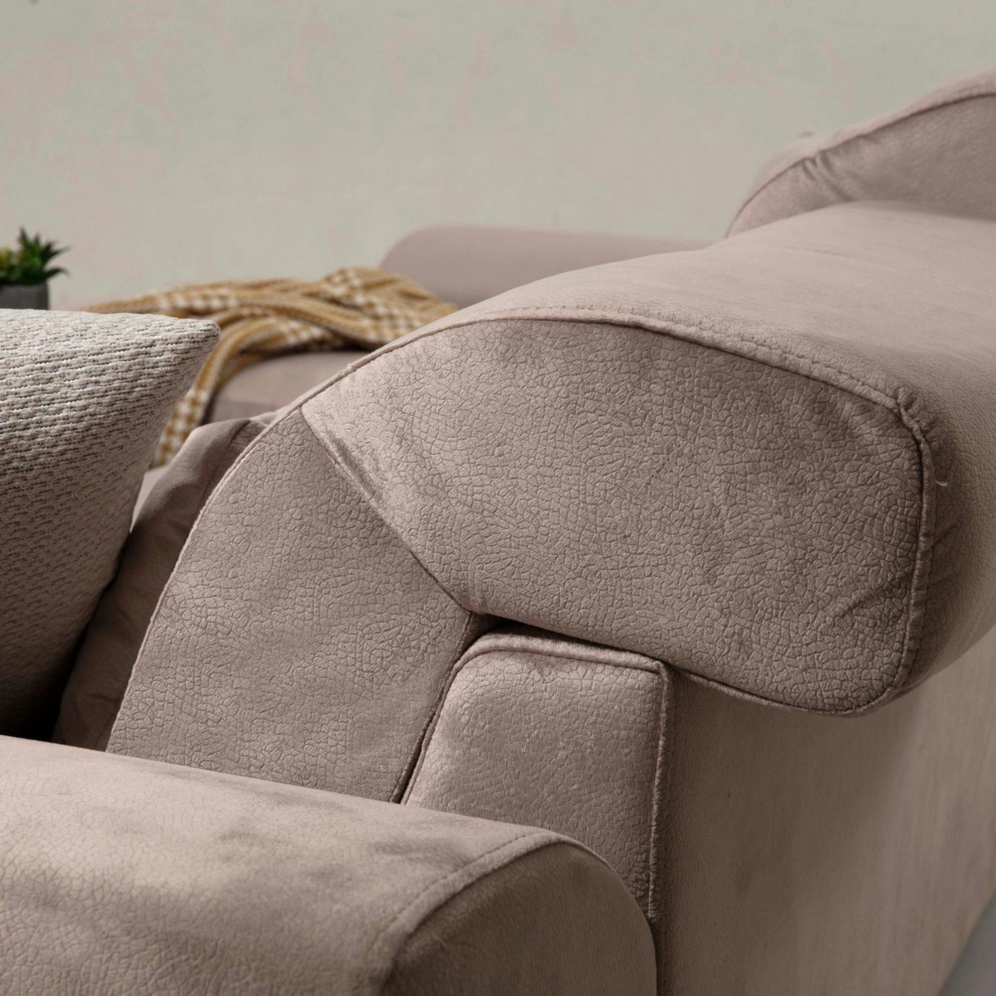 Canapé d'angle beige - dossier inclinable, côté gauche MILO