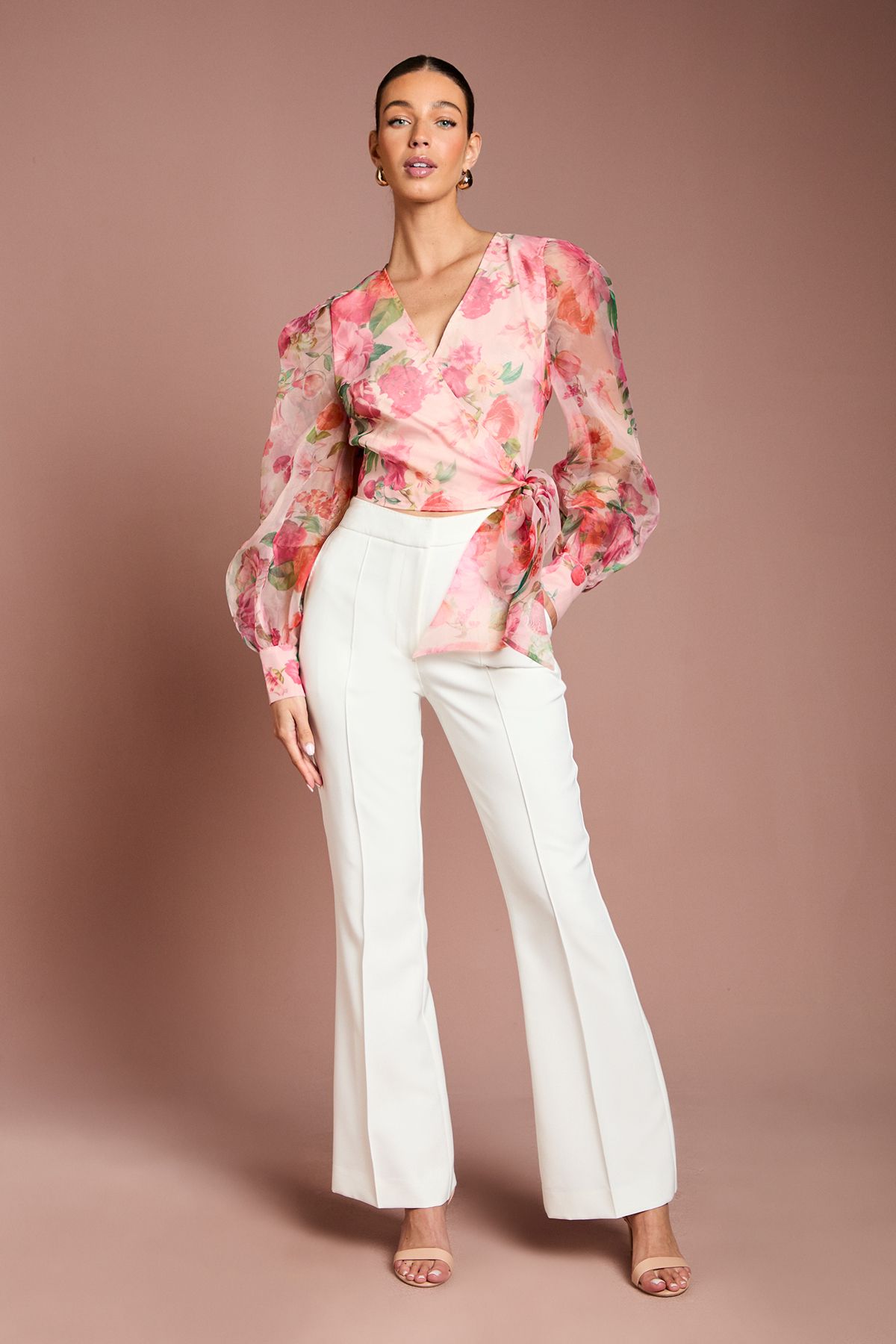 Coast Printed Organza Wrap Top