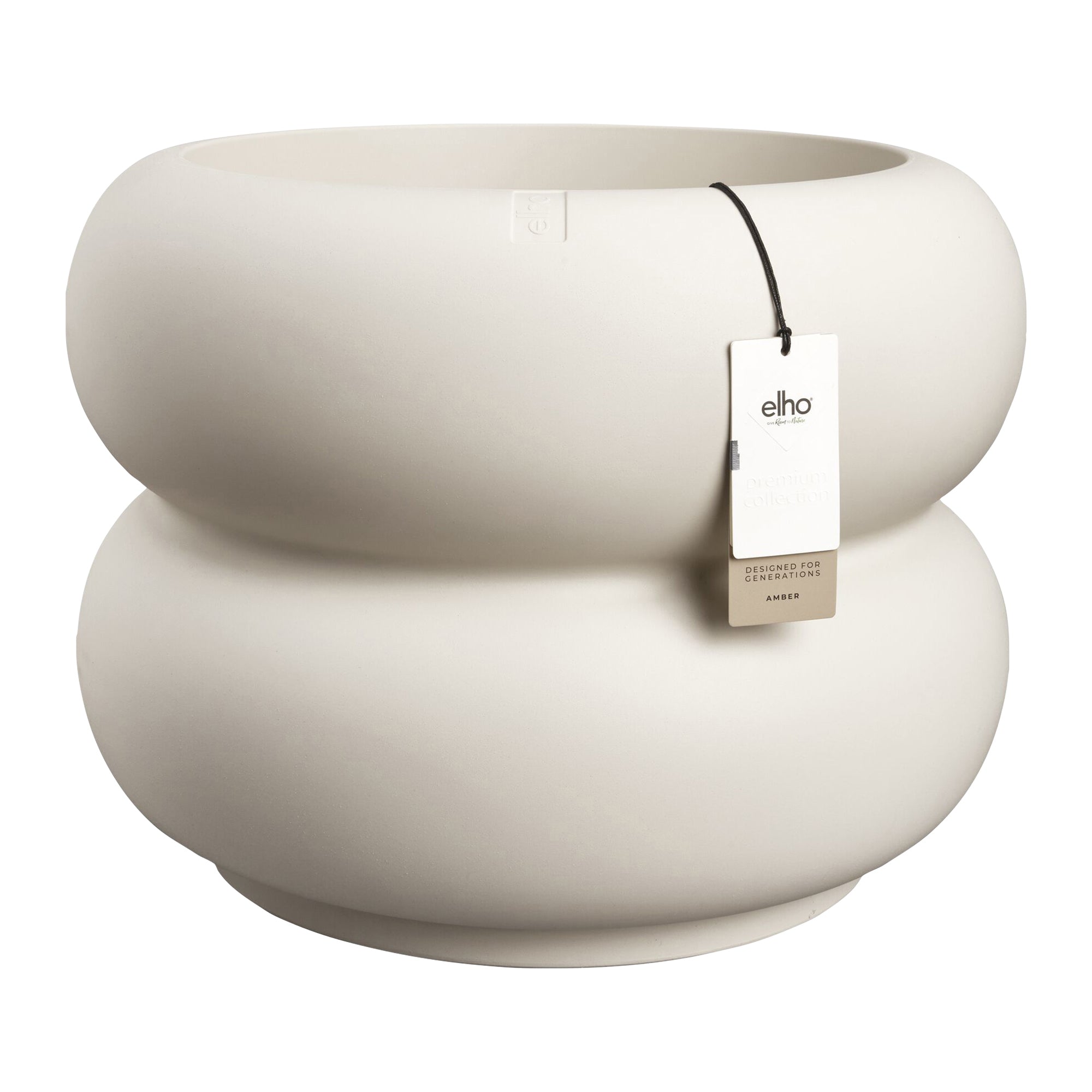 Elho Amber Roll Low 60 - Linnen wit - Ø 60 x H 46 cm - Binnen en Buite