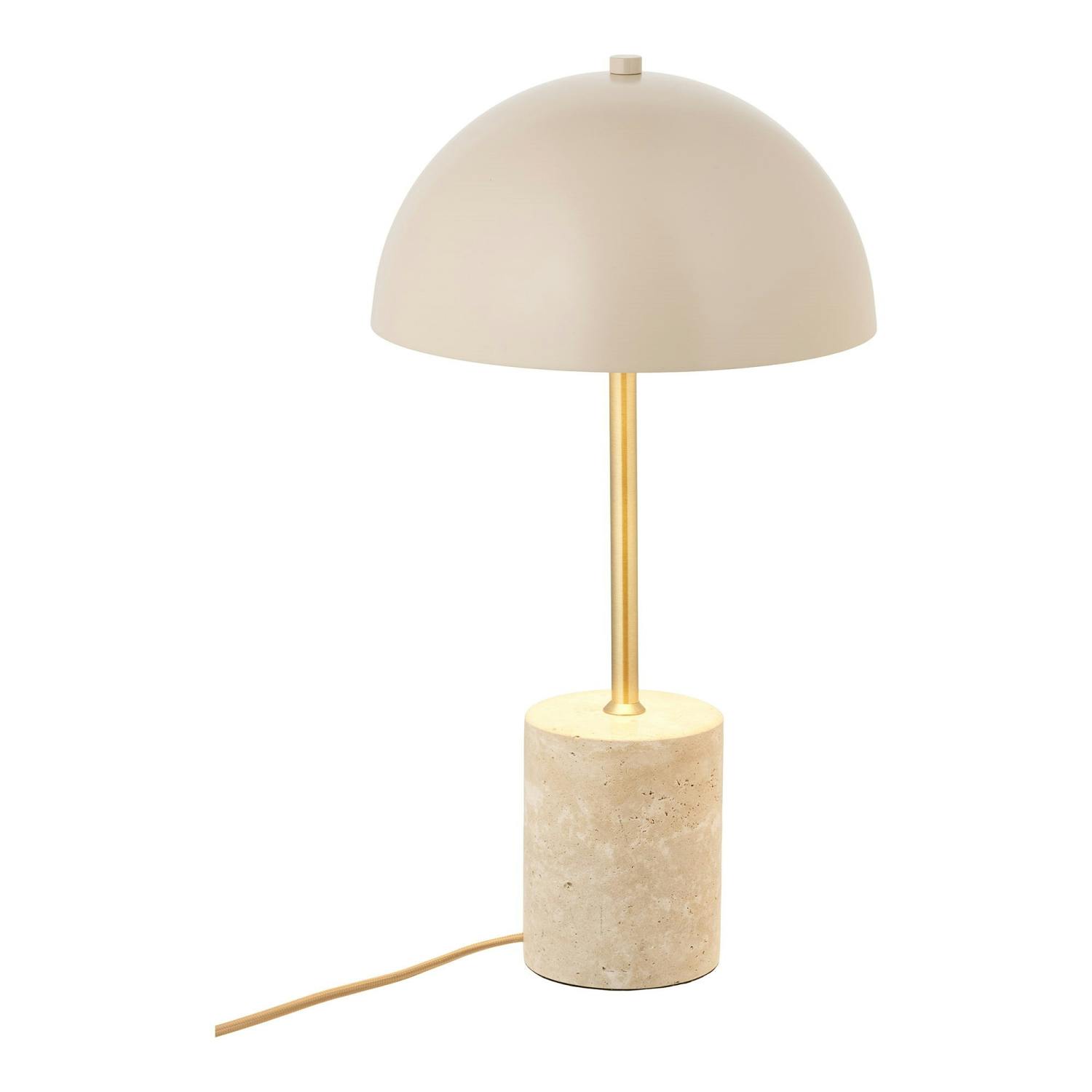 Lampe de table design marbre beige et métal doré KARS