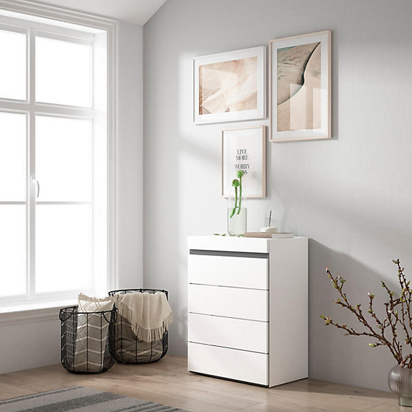 Commode buffet armoire 57x35x75cm couleur blanc et noir