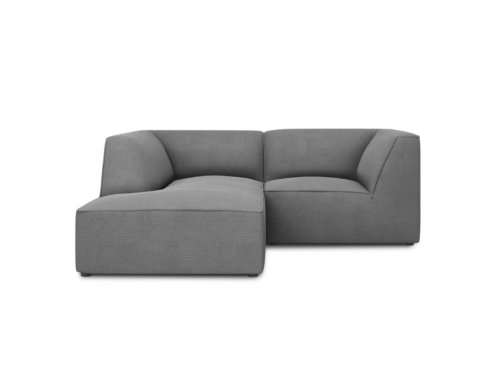 RUBY - Canapé d'angle gauche 3 places en tissu structurel gris