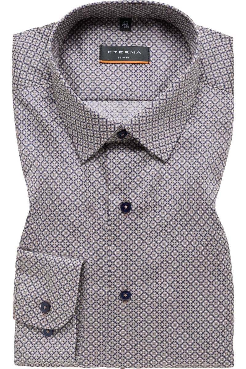 ETERNA Slim Fit Hemd grau, Bedruckt