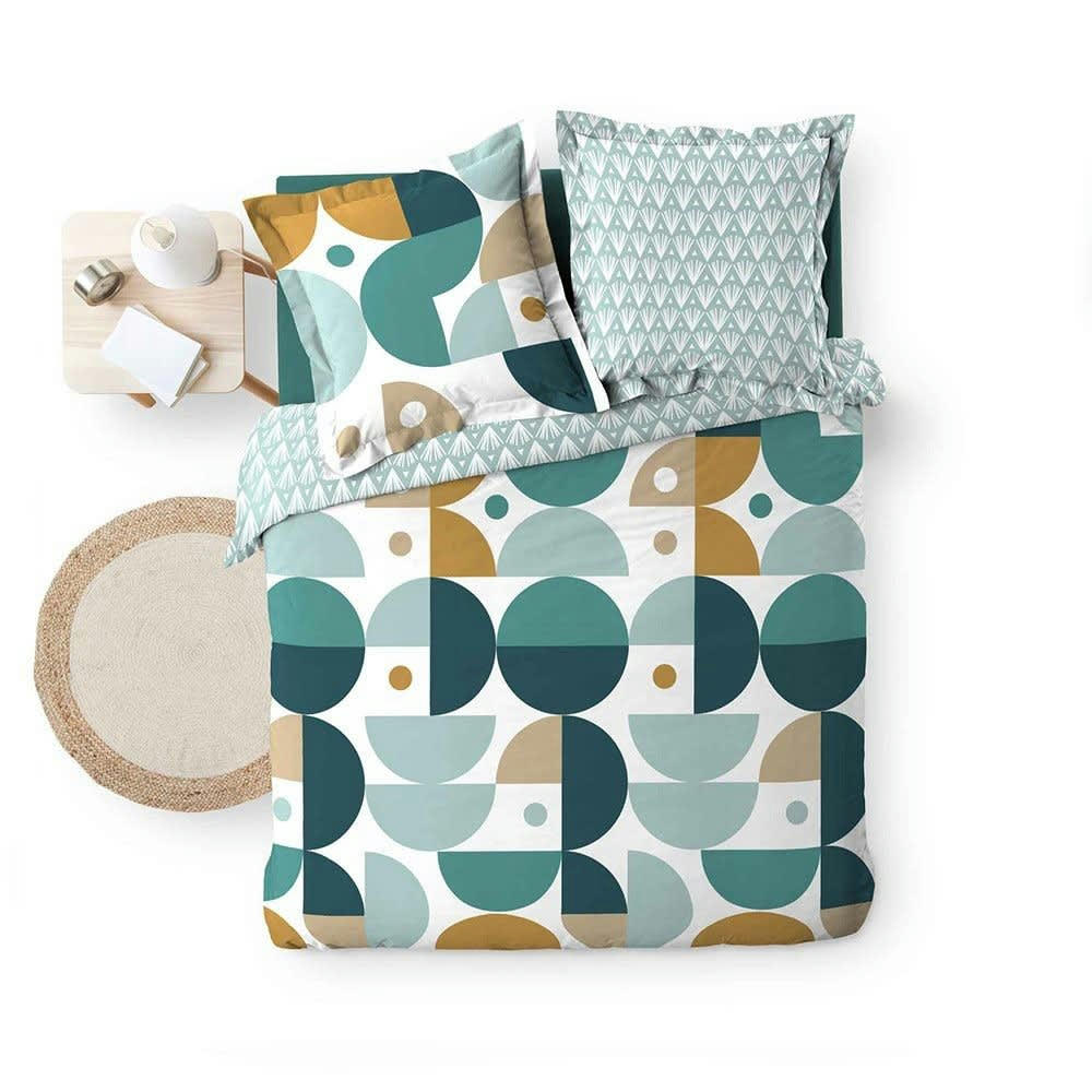 - Parure de couette 100% coton 78 fils imprimée 240x220 2 taies