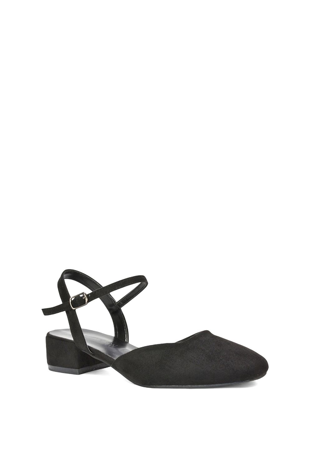 XY London Hilary' Low Block Heel Court Shoes With Ankle Strap