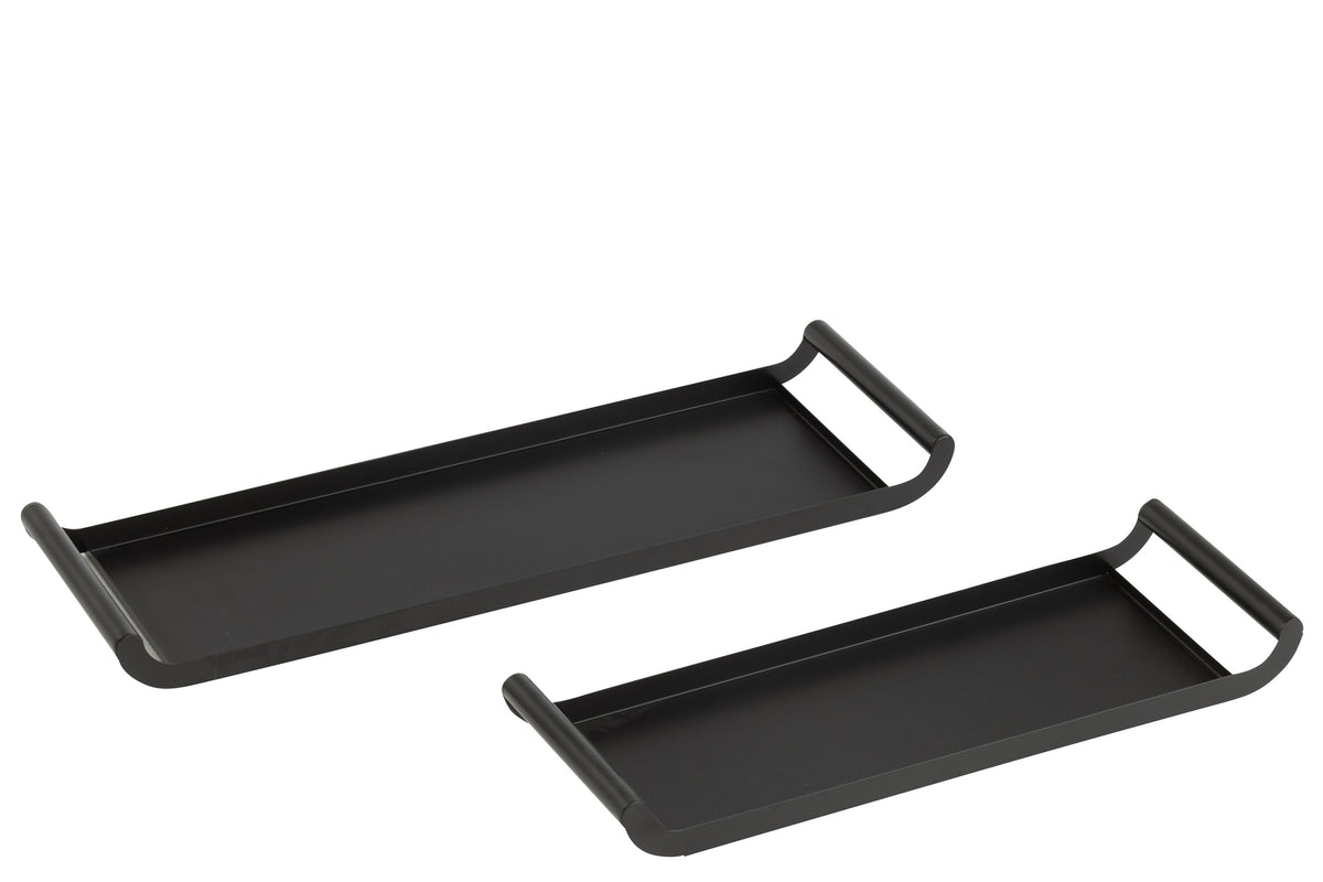 J-Line plateau Rechthoek - metaal - polyresin - 2 stuks