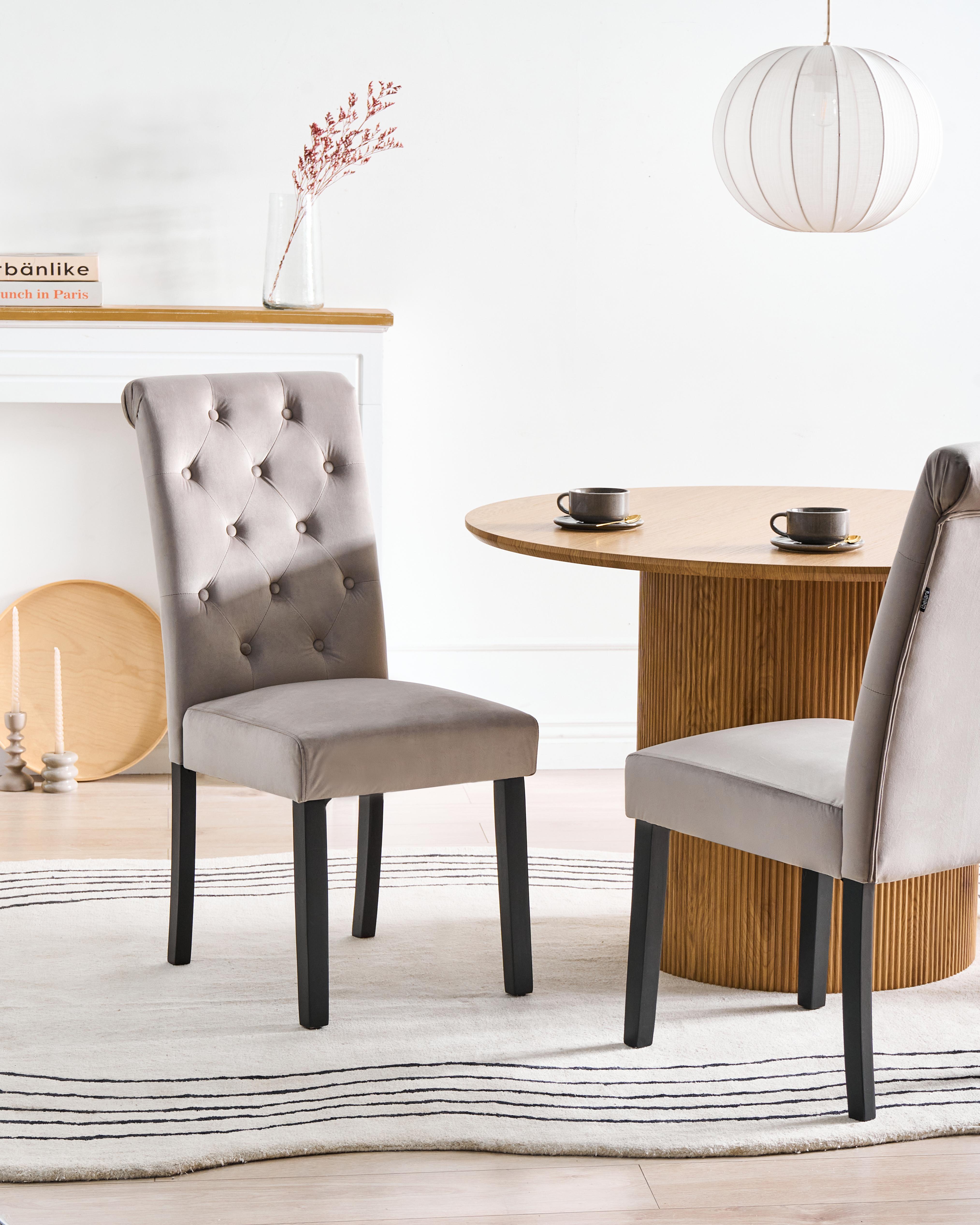 Set of 2 Dining Chairs VELVA Velvet Grey