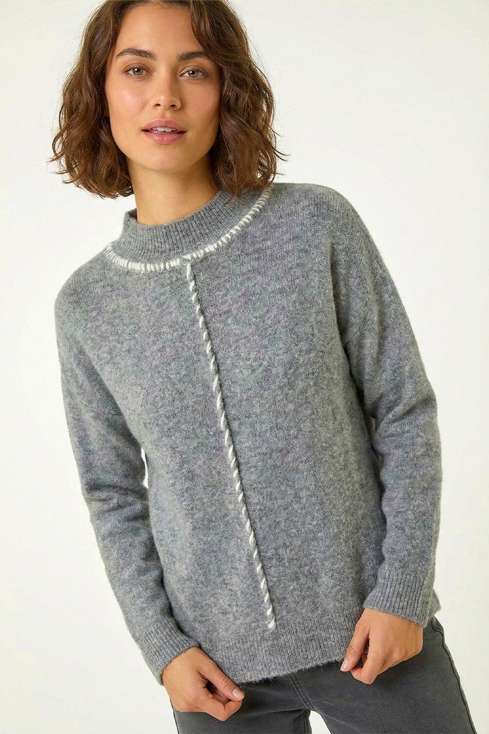 Roman Funnel Neck Seam Detail Jumper