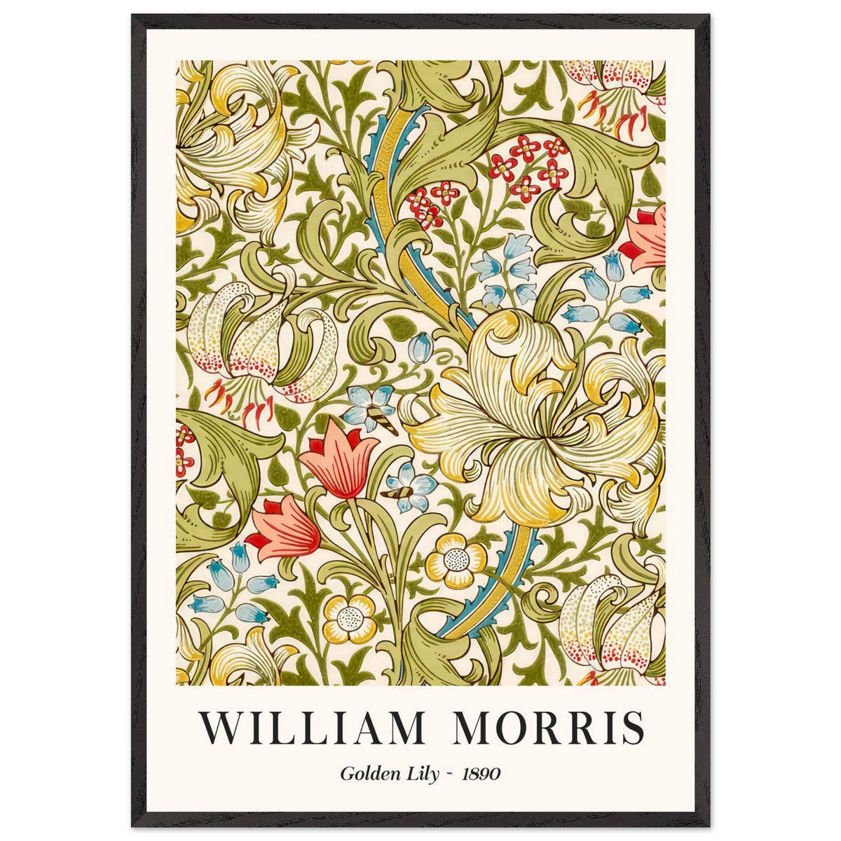 Artfulprints Poster met Lijst William Morris - Golden lilly 1890  - 70x100 cm - Groen