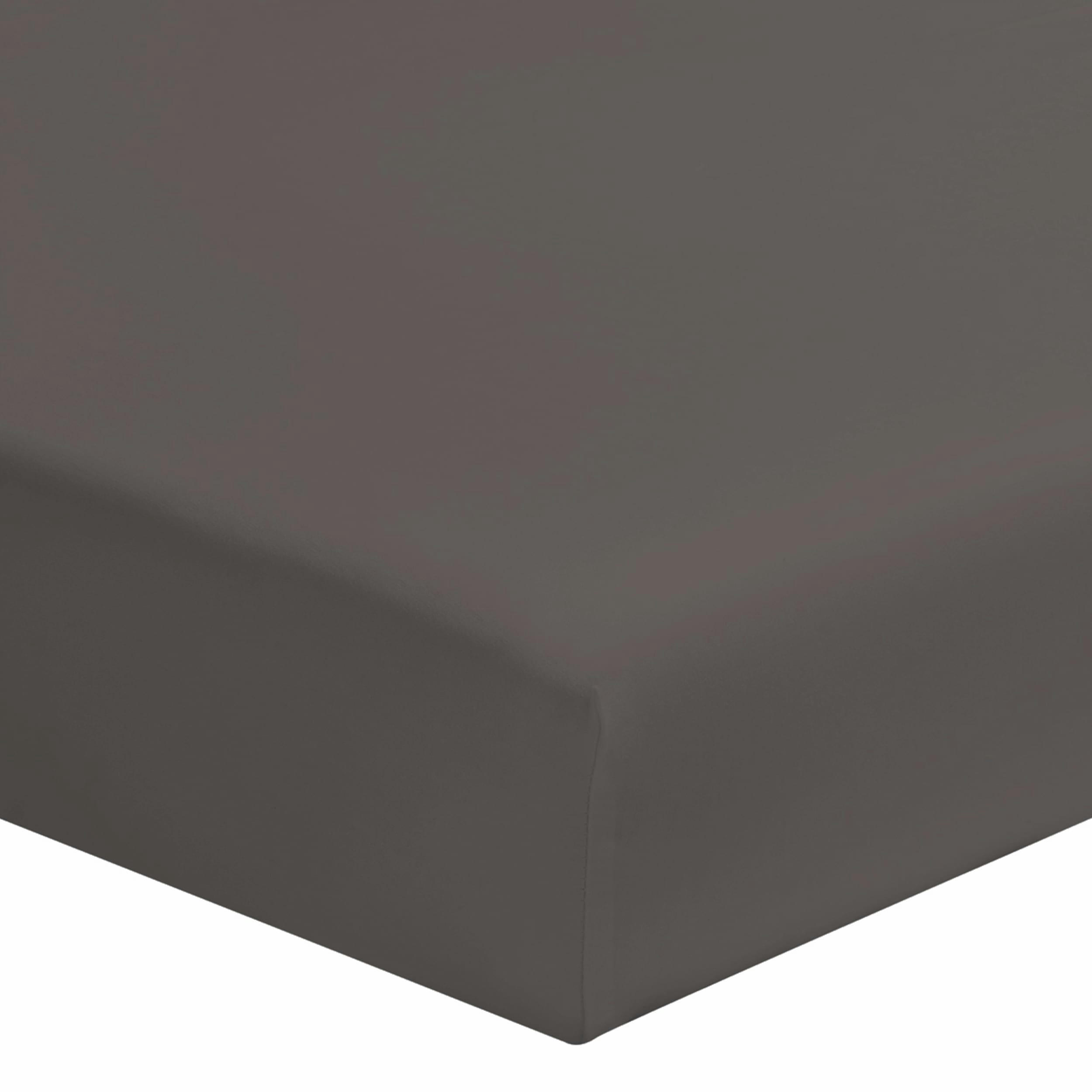 LES UNIS 57 FILS - Drap housse uni en coton gris 90x190