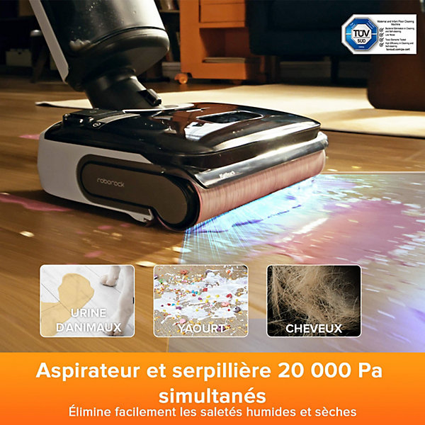 Aspirateur Laveur Roborock F25 Ace Grey - 20 000 Pa, Tout-en-Un avec séchage Rapide à 90degrés avec réservoir détergeant