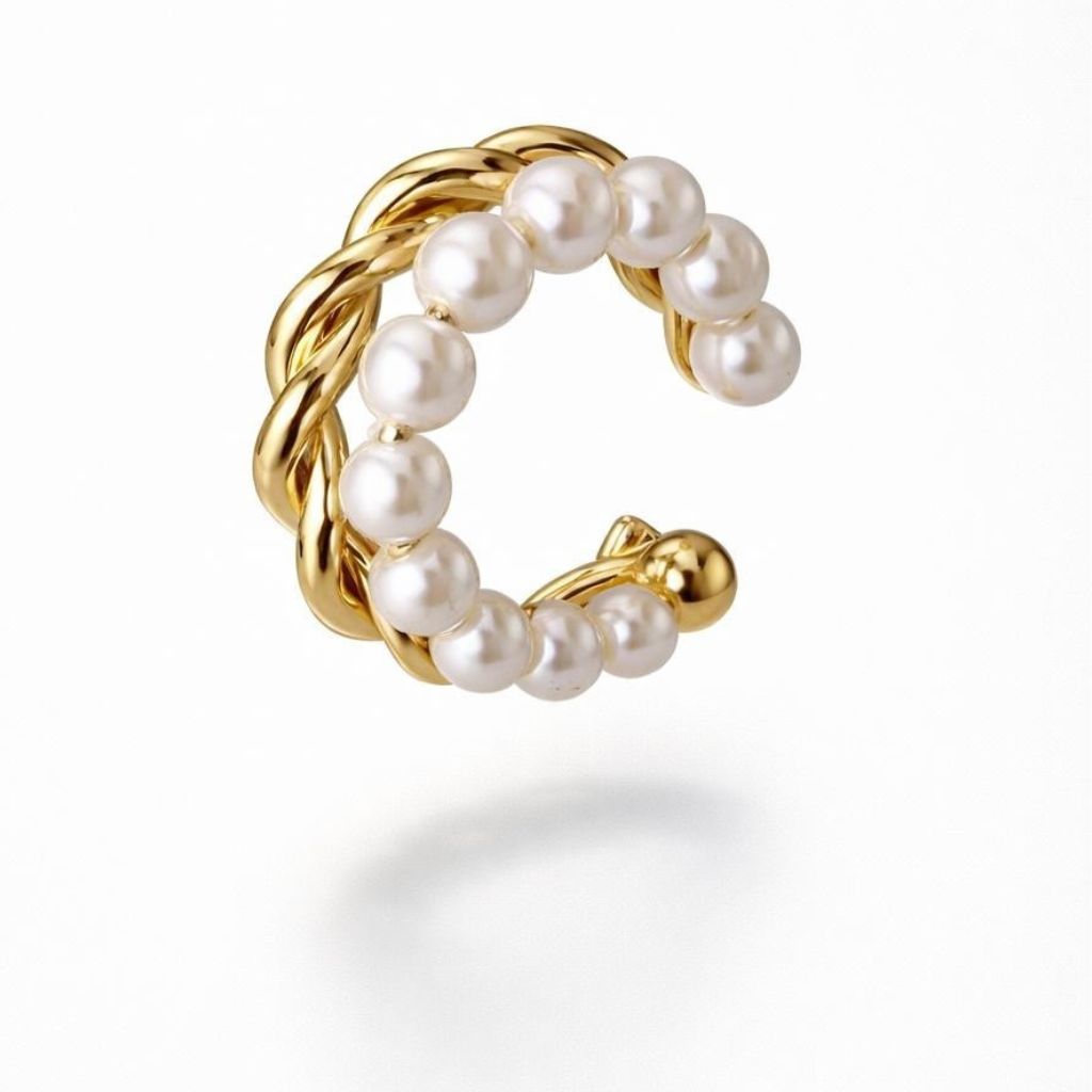 The Colourful Aura Pearl Ear Cuff Climber Earring