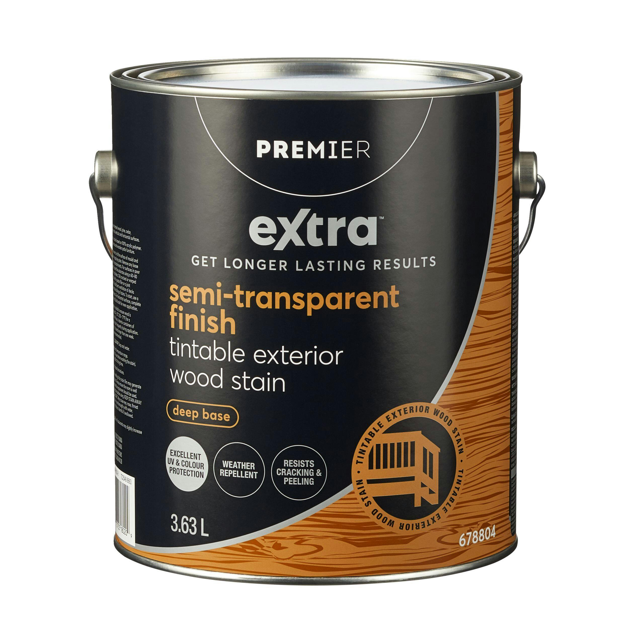 Premier Extra Tintable Exterior Wood Stain, Semi-Transparent, Deep Base, 3.78-L/1-Gallon